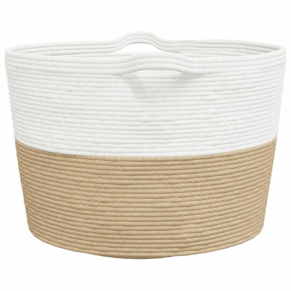 Beige/Weißer Wäschekorb Baumwolle Ø60x36 cm
