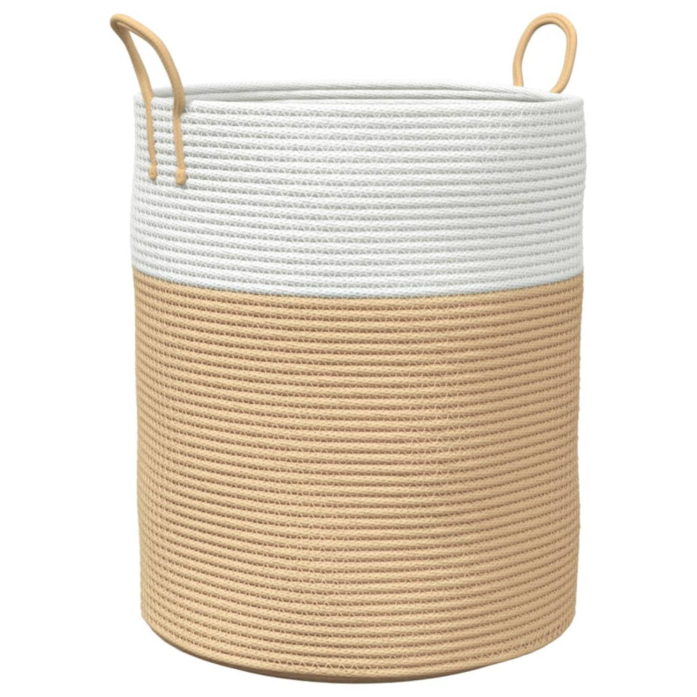 Aufbewahrungskorb Baumwolle Beige/Weiß Ø38x46cm
