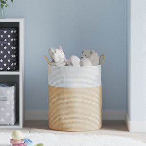 Aufbewahrungskorb Baumwolle Beige/Weiß Ø38x46cm