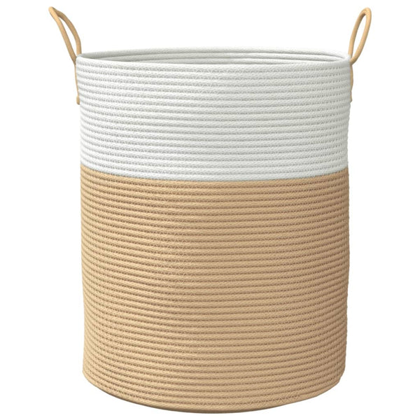 Aufbewahrungskorb Baumwolle Beige/Weiß Ø38x46cm