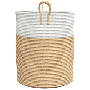 Aufbewahrungskorb Baumwolle Beige/Weiß Ø38x46cm