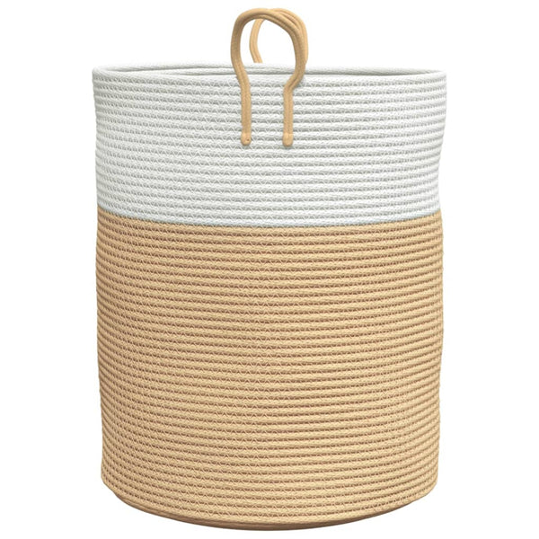 Aufbewahrungskorb Baumwolle Beige/Weiß Ø38x46cm
