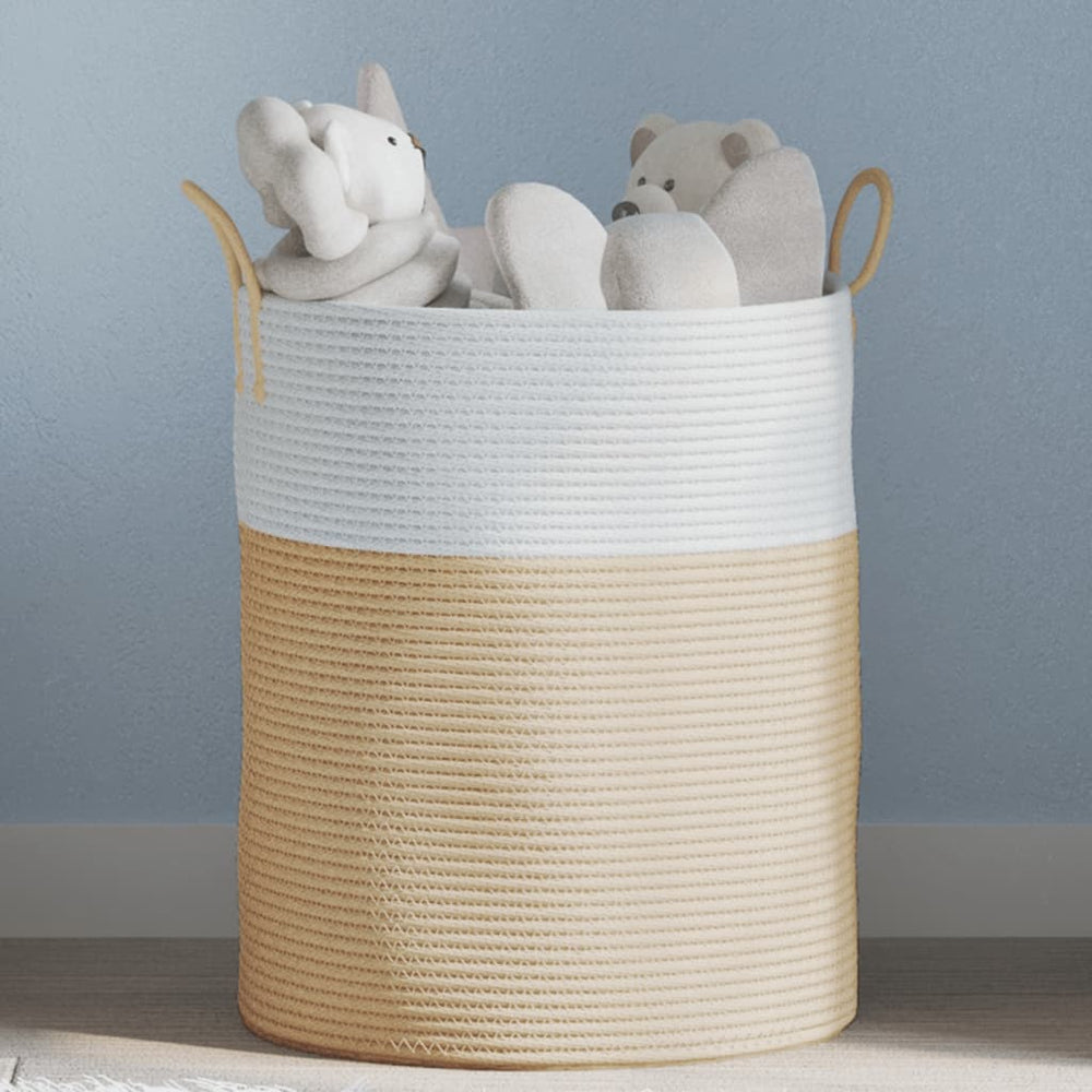Aufbewahrungskorb Baumwolle Beige/Weiß Ø38x46cm