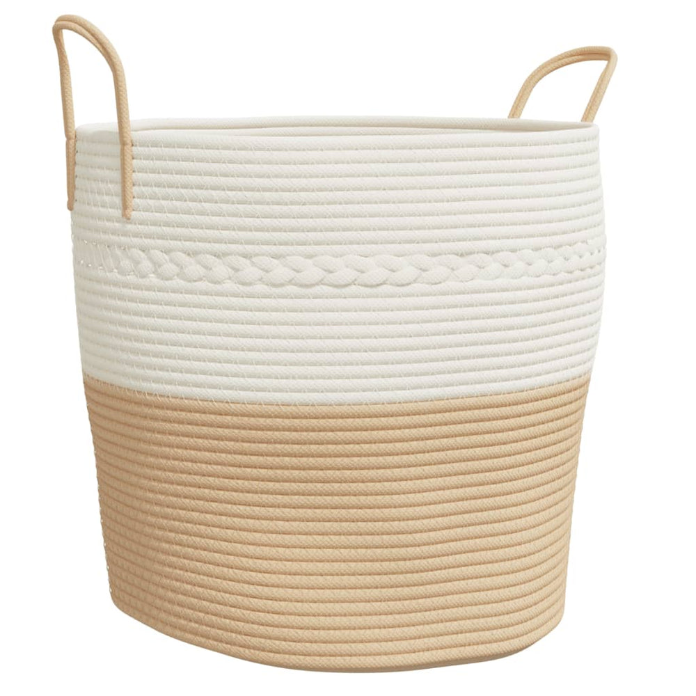 Baumwoll-Aufbewahrungskorb Beige/Weiß Ø43x38cm