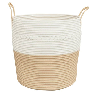 vidaXL Panier de rangement beige et blanc Ø43x38 cm coton