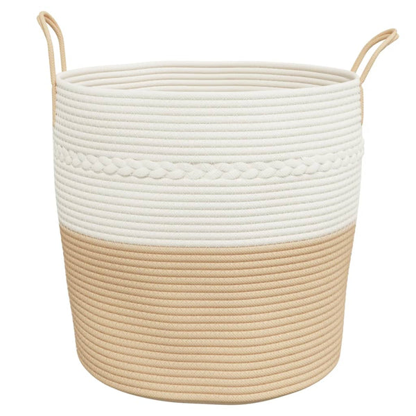 vidaXL Panier de rangement beige et blanc Ø43x38 cm coton