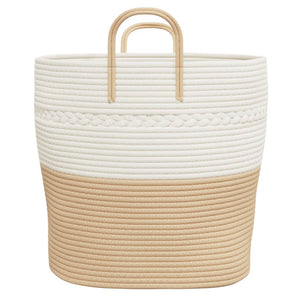 vidaXL Panier de rangement beige et blanc Ø43x38 cm coton