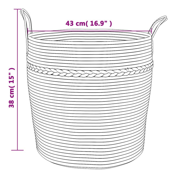 vidaXL Panier de rangement beige et blanc Ø43x38 cm coton