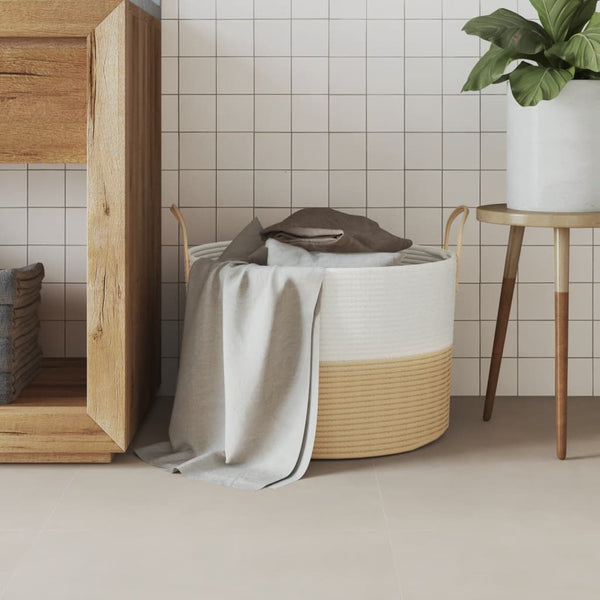 Beige/Weißer Aufbewahrungskorb Ø51cm