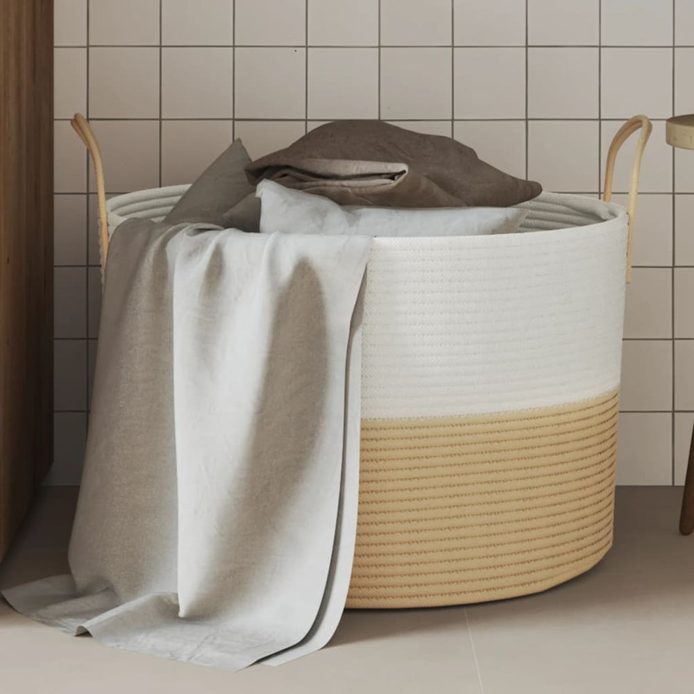 Beige/Weißer Aufbewahrungskorb Ø51cm