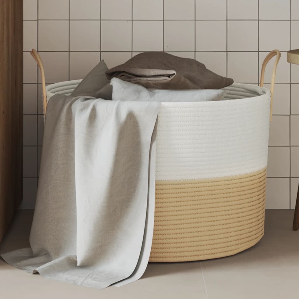 Beige/Weißer Aufbewahrungskorb Ø51cm