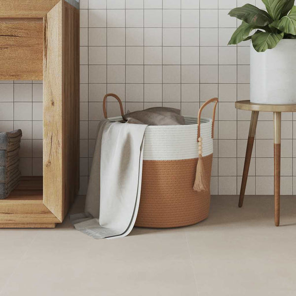Aufbewahrungskorb Baumwolle Braun/Weiß Ø40cm