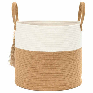 Aufbewahrungskorb Baumwolle Braun/Weiß Ø40cm