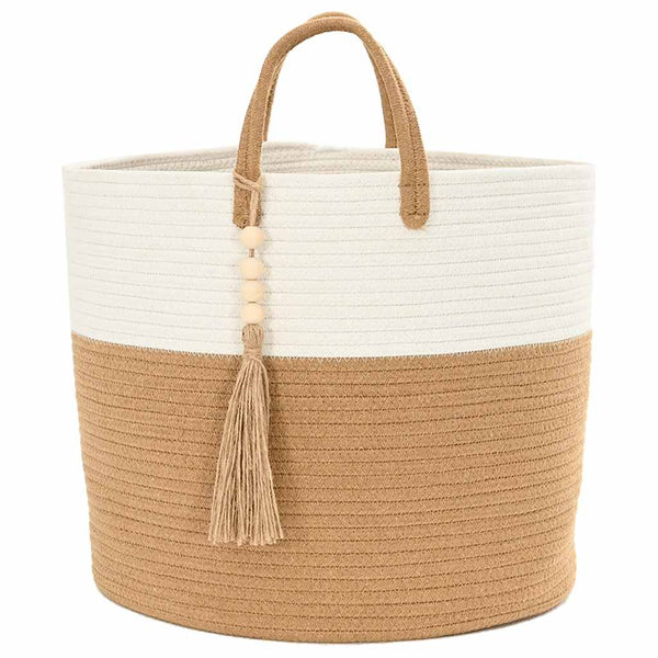 Aufbewahrungskorb Baumwolle Braun/Weiß Ø40cm