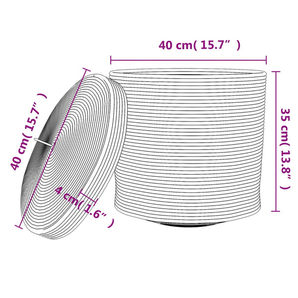 Aufbewahrungskorb mit Deckel Braun/Weiß