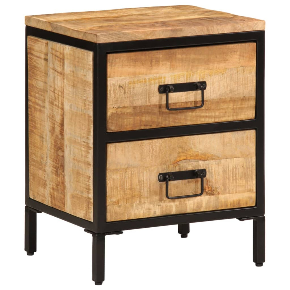 vidaXL Nightstand with 2 Drawers 40x35x53 cm Rough Solid Mango Wood
