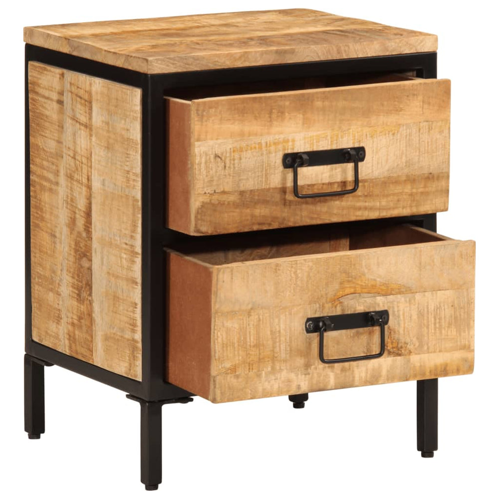 vidaXL Nightstand with 2 Drawers 40x35x53 cm Rough Solid Mango Wood
