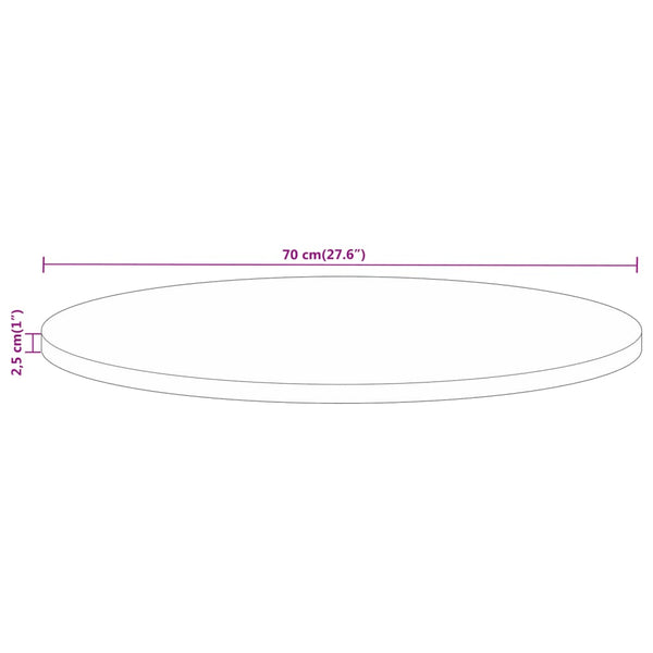 Tischplatte Mango Massivholz Ø 70cm