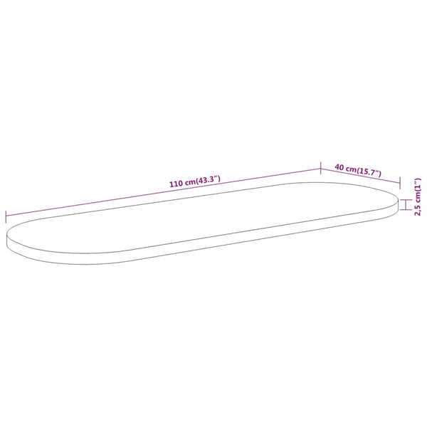 Akazie Tischplatte Oval 110x40 cm