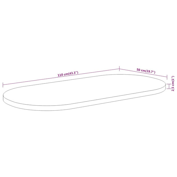 Akazie Tischplatte Oval 110x50 cm