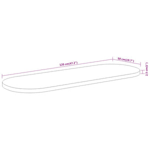 Massivholz Akazie Tischplatte Oval 120x50 cm