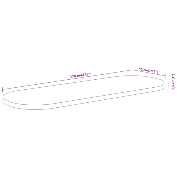 Massivholz Akazie Tischplatte Oval 120x50 cm