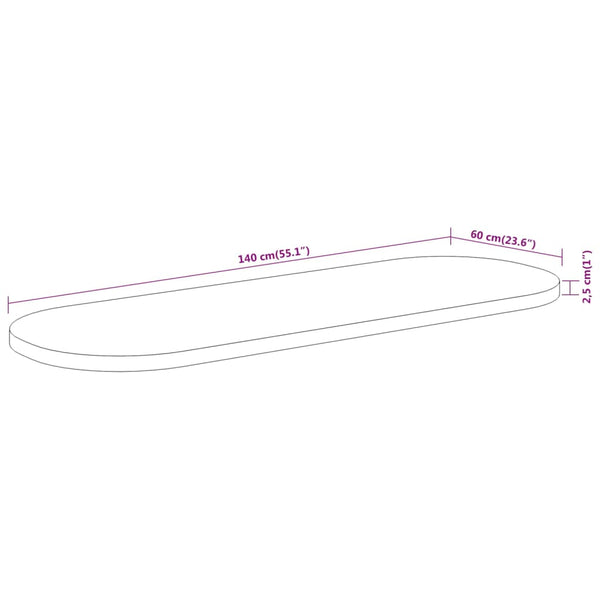 Akazie Tischplatte Oval 140x60 cm