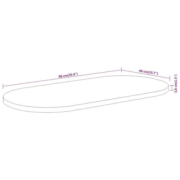 Akazie Tischplatte Oval 90x40 cm