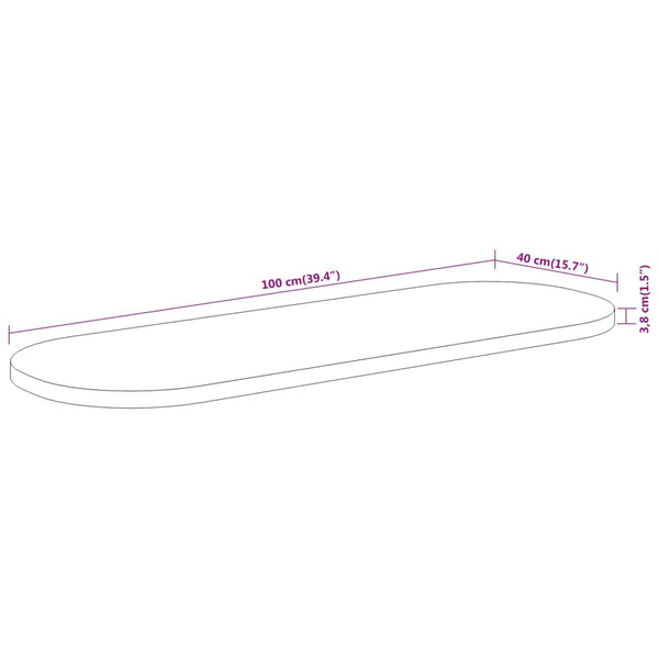 Akazie Tischplatte Oval 100x40 cm