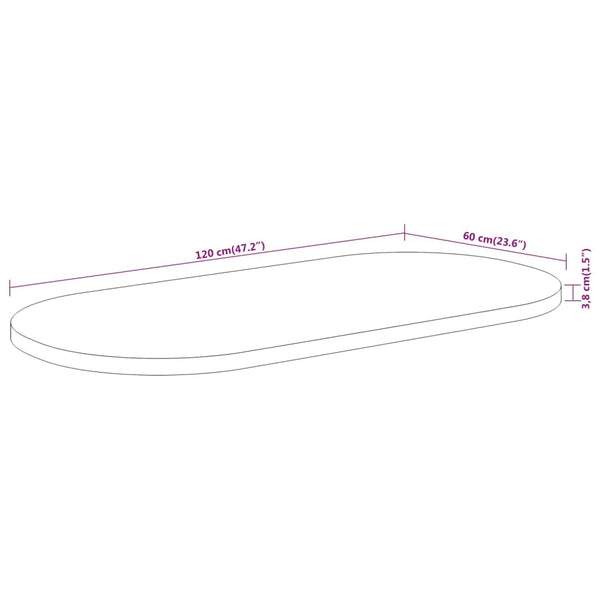 Akazie Tischplatte Oval 120x60 cm