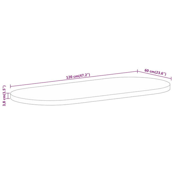 Ovale Tischplatte aus Mangoholz, 120x60 cm