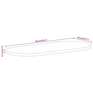 Massivholz Tischplatte Mango Oval 90x40 cm