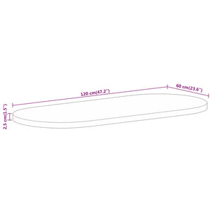 Tischplatte Oval 120x60 Mango Massivholz