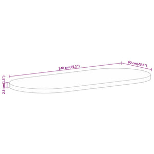 Tischplatte Oval 140x60 cm Mango Massivholz