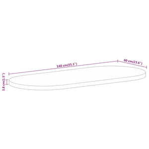 Tischplatte Oval 140x60 Mango Massivholz