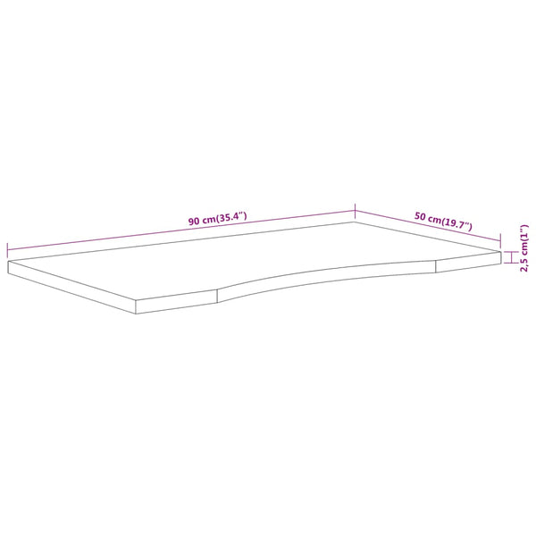 Akazie Schreibtischplatte 90x50 cm Massivholz