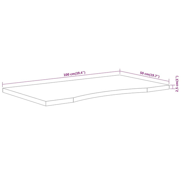 Massivholz Akazie Schreibtischplatte 100x50 cm