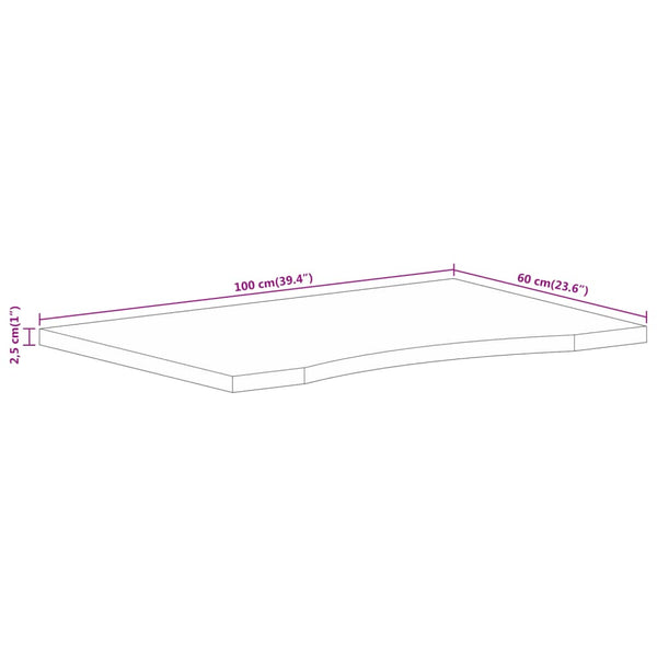 Massivholz Mango Schreibtischplatte 100x60 cm