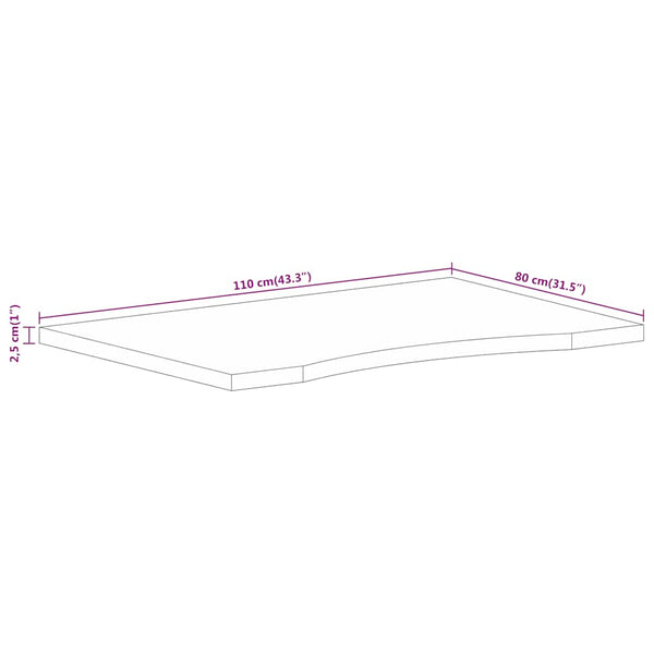 Massivholz Mango Schreibtischplatte 110x80 cm