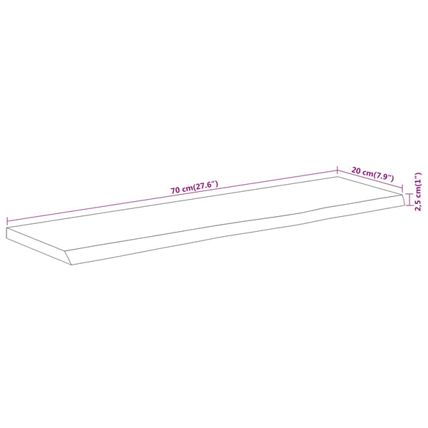 Wandregal Akazie 70x20 cm Massivholz Baumkante