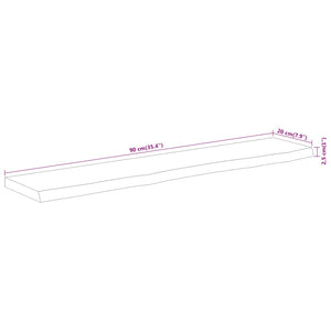 Wandregal Akazie 90x20 cm Massivholz Baumkante