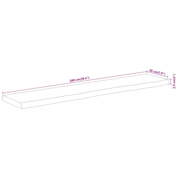 Wandregal Akazie 100x20 cm Massivholz Baumkante