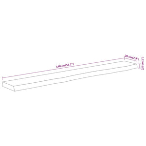 Akazie Wandregal 140cm mit Baumkante