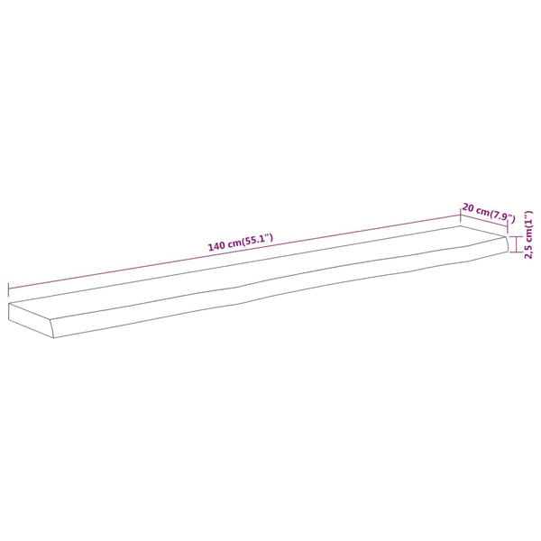 Akazie Wandregal 140cm mit Baumkante