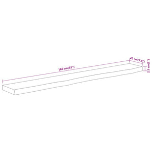 vidaXL Wall Shelf 160x20x2.5 cm Rectangular Solid Acacia Wood Live Edge