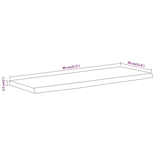 Wandregal Akazie 80x30 cm Massivholz Baumkante