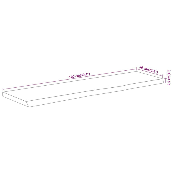Wandregal Akazie 100x30 cm Massivholz Baumkante