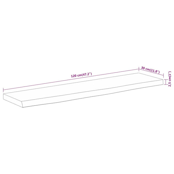 Akazie Wandregal 120 cm mit Baumkante