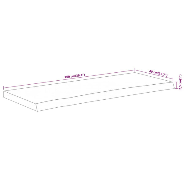 Akazie Tischplatte 100x40 cm Massivholz Baumkante