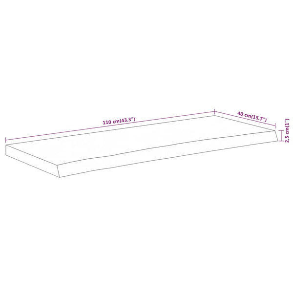Akazie Tischplatte Massivholz 110x40 cm